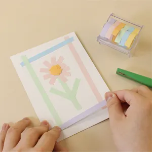 Set de ruban adhesif index pastel en rouleau avec distributeur pour decoration de bricolage.