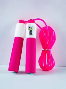 Counting jump rope with non-slip foam handles and mechanical counter for fitness sports training.