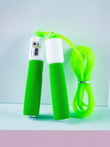 Green counting jump rope for student exam fitness training with comfortable foam handles