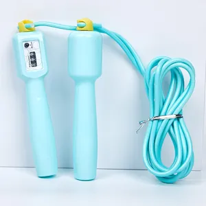 Cordino per saltare digitale regolabile con contatore, corda fitness blu per allenamento.