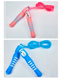 Detailed view of student jump rope featuring mechanical counter and adjustable length handles.