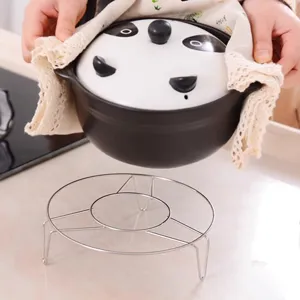 Panier Vapeur en Acier Inoxydable Rond Support de Pot Trépied Grille d'Isolation pour Cuire Poisson Légumes Cuisine