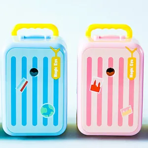 Mini taille-crayon valise manivelle papeterie créative mignonne étudiant fournitures rose bleu