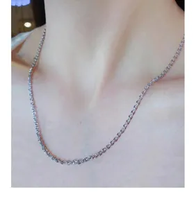 S925 Sterlingsilber Kette Halskette glitzernde Facetten Choker Damen Schmuck vielseitig.