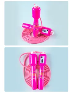 Kinder Cartoon Zähl-Springseil, verstellbare Länge rosa Seil für Schüler Sporttraining Geschenk.