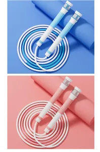 Children speed jump rope with student name tag handle, tangle-free design for students.