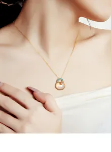 S925 sterling silver Hetian jade fortune bag necklace vintage style pendant detail view
