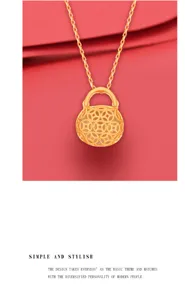 Detailed view of the retro silver handbag pendant necklace with delicate hollow lattice design.