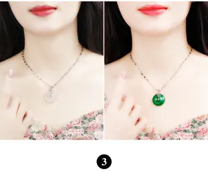 S925 Silber Sicherheitschnalle Anhänger Weiß Grün Chalcedon Halskette Mode Schmuck Geschenk