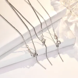 S925 Sterling Silver Adjustable Box Chain Necklace Versatile Fine Jewelry for Women