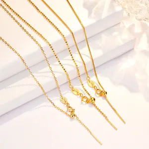 S925 sterling silver gold-plated adjustable pull-through chain necklace multi-style set
