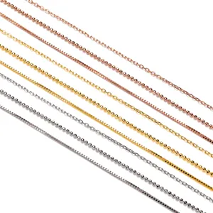 S925 sterling silver box chain bead chain necklace set, multi style gold silver rose gold chain.