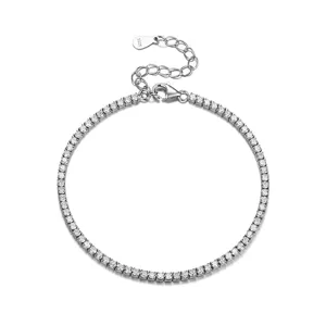 S925 Sterling Silber Tennisarmband glänzender Zirkonia verstellbare Kette Damen Schmuck