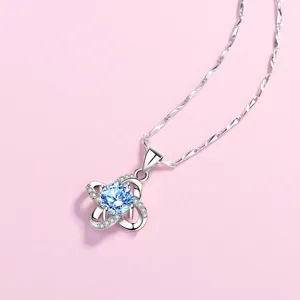 S925 Sterling Silver Four-Leaf Clover Pendant Only Without Chain For Women Sparkling Zirconia Inlaid Elegant Jewelry Charm Gift