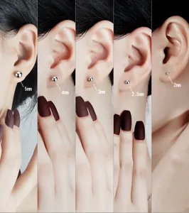 S999 Sterlingsilber Kugel Ohrstecker Minimalistische Runde Ohrringe für Damen Schmuck