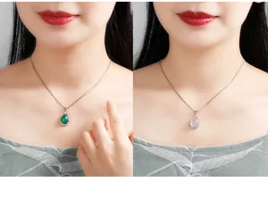 Elegante S925 Silber Tropfen Achat Chalcedon Anhänger Halskette für Damen Mode Schmuck.