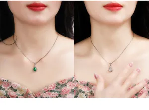 Wunderschöne Tropfen Achat Chalcedon Halskette mit 925er Silber, elegantes Schmuckdetails.