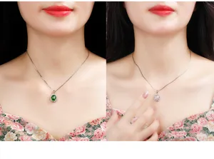 Elegante Achat Chalcedon Anhänger Halskette, Sterling Silber Inlay Schmuck Detailansicht.