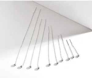 S925 Silber Perlen Ohrfäden lange Quaste Ohrringe minimalistisch Mode Alltag Schmuck Damen