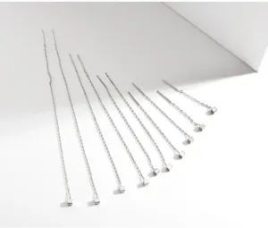 Silberfarbene Ohrfäden mit Würfel Anhänger minimalistische lange Quasten Ohrringe Damen