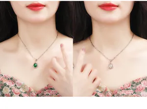 S925 Silber Achat Chalcedon Tropfen Anhänger Halskette für Damen Mode Schmuck Geschenk