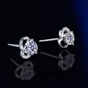 S925 Sterlingsilber Moissanit Kleeblatt Ohrstecker Für Damen Weißgold Vergoldet Kleeblatt Moissanit Ohrringe Eleganter Modeschmuck
