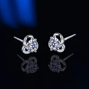 S925 Silber Moissanite Klee Ohrringe, elegante glänzende Ohrstecker für Damen Schmuck.