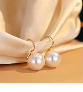 Klassische elegante runde Perlen Hängeohrringe für Damen Sterlingsilber Ohrschmuck