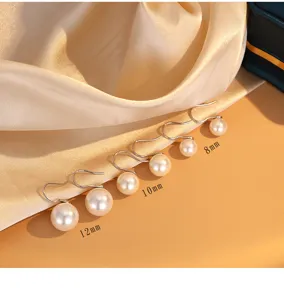 S925 Silber Perle Ohrhaken Detailansicht mit verschiedenen Grössen von 8mm bis 12mm.