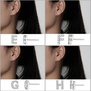 S925 Sterling Silber Mikro-Pave Zirkonia Buchstaben Ohrstecker Damen Schmuck Geschenke