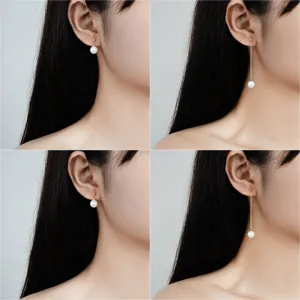 S925 Sterling Silber Perlen Ohrringe kurze und lange Hänger elegante Schmuck Hauptansicht