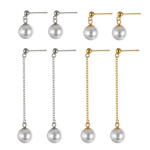 Perlen Ohrringe Set mit kurzen und langen Ketten Designs in Silber und Gold Tönen.