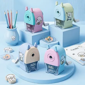 Design di Cane Carino Manovella Temperamatite Plastica Manuale Studente Cancelleria Scrivania Carino Cucciolo Temperamatite Strumento