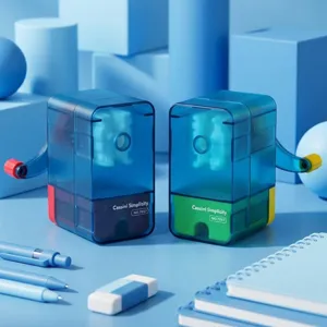 Einfaches Büro Manueller Bleistiftspitzer Transparenter Kunststoff Schüler Desktop Schreibwaren Handkurbel Bleistiftschneidemaschine