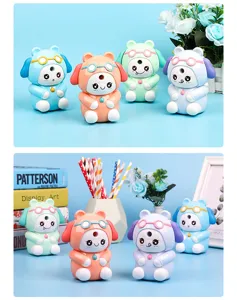 Cute cartoon dog pencil sharpener for students, auto feed desktop stationery tool in multi colors.