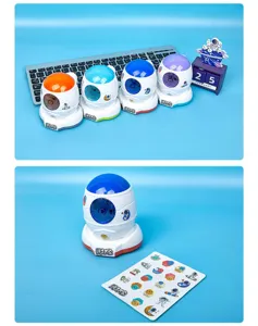 Taille-crayon manuel en forme de vaisseau spatial pour enfants, papeterie créative avec autocollants