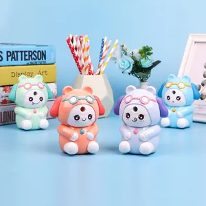 Cute cartoon dog pencil sharpener for kids, creative desktop stationery tool for school students.