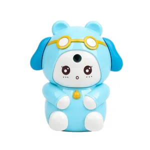 Cute blue cartoon dog pencil sharpener automatic feeding desktop stationery for students.