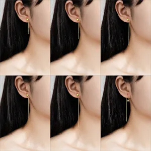Goldene S925 Silber lange Quaste Kette Ohrringe, elegante runde Perle Ohrhänger für Damen.