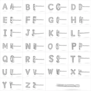 S925 Silber Zirkon Initialen Ohrstecker Buchstaben Ohrringe für Damen Schmuck Set