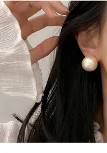 Französische Vintage große Perlen Ohrstecker für Damen leichtes elegantes Schmuck Design