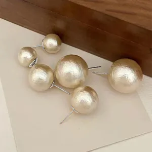Französisch Vintage Große Baumwollperle Ohrstecker Mit 925 Sterling Silber Stift Für Damen Elegante Leichte Hypoallergene Schmuck Zubehör