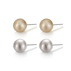 Elegante strukturierte runde Perlen Ohrstecker mit Sterlingsilber Nadeln fur Damen Schmuck