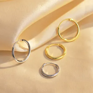 925 Sterlingsilber Creolen Für Damen Herren Minimalistische Geometrische Runde Kreis Ohrringe Echt Gold Plattiert Piercing Schmuck Geschenk
