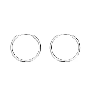 S925 Sterling Silber Creolen 2mm Dick Dezent Klassische Runde Ohrringe fur Damen und Herren