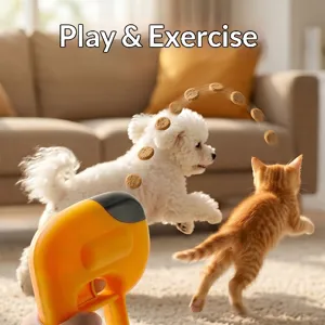 Lancia-snack interattivo per cani e gatti, giocattolo ideale per l'addestramento e il divertimento.