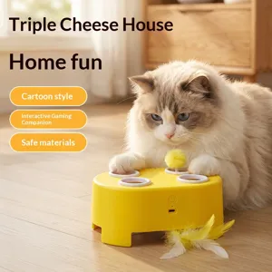 Interactive Cheese Cat Toy Electronic Smart Mouse Feathers Teaser Toy Automatic Pet Entertainment Toy For Cats