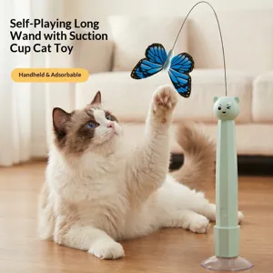 Electric Suction Cup Cat Toy Automatic Rotating Butterfly Teaser Interactive Pet Toy ABS Plastic Rechargeable Cat Toy