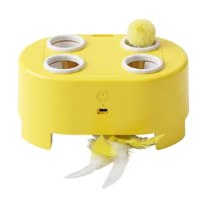 Interactive electronic cheese cat toy whack a mole automatic feathers for pets daily play