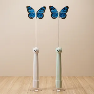 Electric suction cup butterfly cat teaser toy automatic rotating pet interactive toy white green